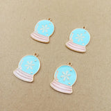 60pcs 23*16mm Enamel Snowflake Ball Charms DIY Jewelry Findings Pendants