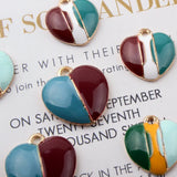 60pcs Double Colors Enamel Alloy Lovely Heart Pendant Charms