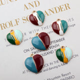 60pcs Double Colors Enamel Alloy Lovely Heart Pendant Charms