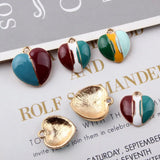 60pcs Double Colors Enamel Alloy Lovely Heart Pendant Charms
