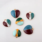 60pcs Double Colors Enamel Alloy Lovely Heart Pendant Charms