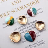 60pcs Double Colors Enamel Alloy Lovely Heart Pendant Charms