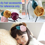 6cm Satin Rosettes With Leaf Fabric Flowers Corsage Hair Accessories