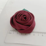 6cm Satin Rosettes With Leaf Fabric Flowers Corsage Hair Accessories