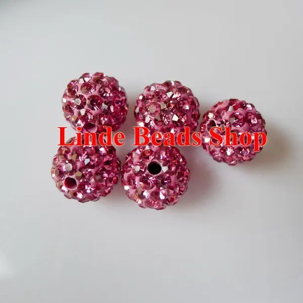 6mm Shamballe Beads Christmas Ornaments Clay Crystal Finding Ball Beads - Rose