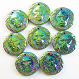 6pcs 25x5mm Rainbow Hematite Lion's Head Pendant Jewelry Beads