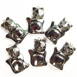 6pcs Hematite Cat Pendant for DIY Jewelry