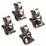 6pcs Hematite Cat Pendant for DIY Jewelry