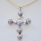 7-8MM Freshwater Pearl Cross Pendant Chain