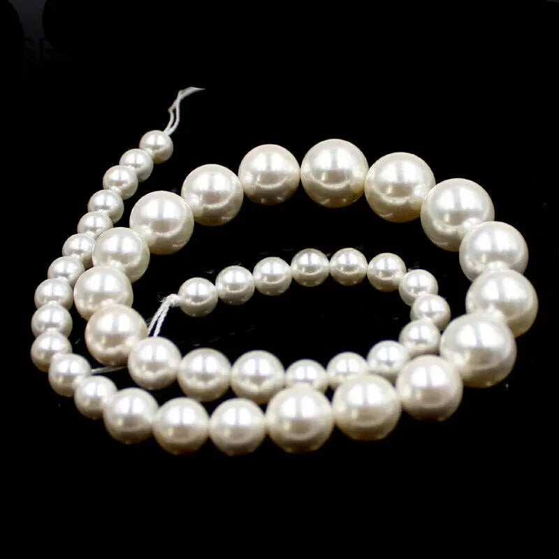 8-16mm Graduated Shell Pearl Loose Beads Strand 18inch