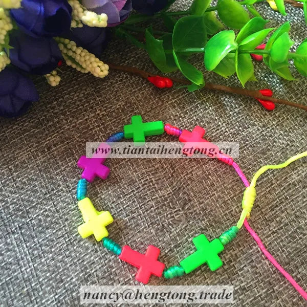 8-Piece Colorful Cross Bracelet Pack - Knot Rope, Braided Rope Bracelet
