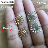 80 Flower Bead Caps, 14mm Brass/Bronze, 6mm Beads, 5 Colors
