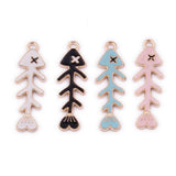 80pcs Fish Bone Shape Enamel Oil Drop Pendant Charms DIY Jewelry Findings