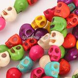 200 Pcs 8mm 10mm Colorful Skull Howlite Beads Charms Spacer Loose Stone Beads