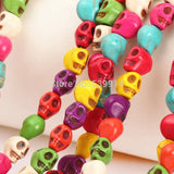 200 Pcs 8mm 10mm Colorful Skull Howlite Beads Charms Spacer Loose Stone Beads