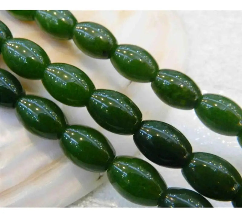 8x12mm Natural Green Emerald Rice-shaped Loose Beads 15