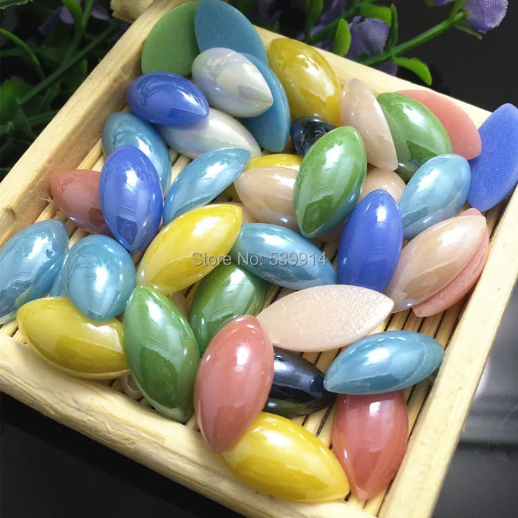 9*18mm Half Pearl Ceramic Bead Flat Back for DIY Jewelry