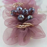5*9cm Crystal Beads Voile Flowers Hair Accessories Making Artificial Flowers