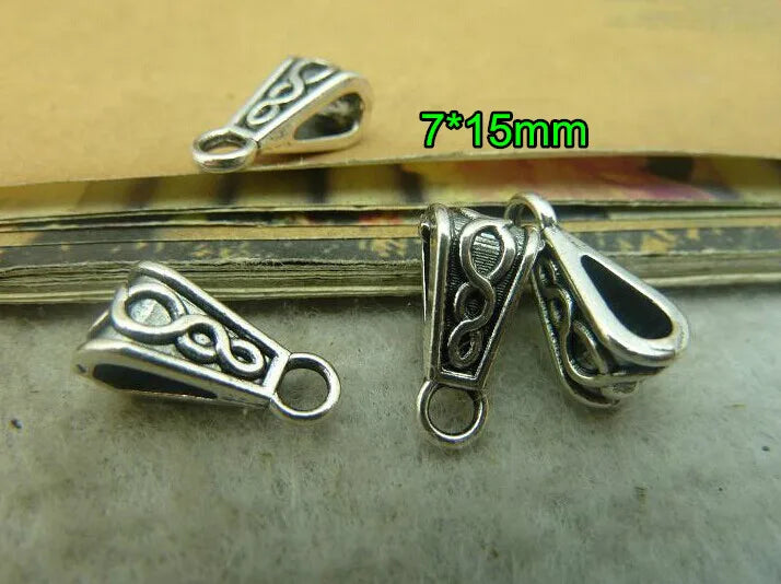 Teardrop Pendant Clip Bails 7*15mm Antique Silver Vintage Jewelry Bail Hanger