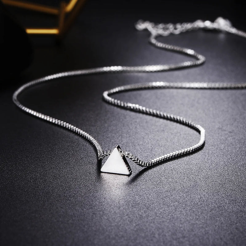 925 Silver Triangle Pendant Necklace for Women