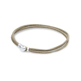 925 Silver Heart Chain Purple Leather Bracelet DIY Jewelry