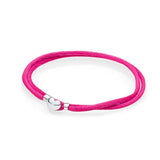 925 Silver Heart Chain Purple Leather Bracelet DIY Jewelry