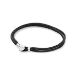 925 Silver Heart Chain Purple Leather Bracelet DIY Jewelry