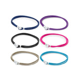 925 Silver Heart Chain Purple Leather Bracelet DIY Jewelry