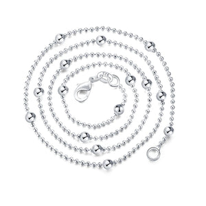 925 Silver Bead Chain Necklace 16-24 Inches Women Charm Jewelry