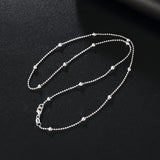 925 Silver Bead Chain Necklace 16-24 Inches Women Charm Jewelry