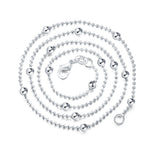 925 Silver Bead Chain Necklace 16-24 Inches Women Charm Jewelry