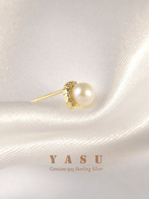 925 Silver Plated Pearl Stud Earrings Natural Freshwater Jewelry