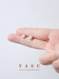 925 Silver Plated Pearl Stud Earrings Natural Freshwater Jewelry