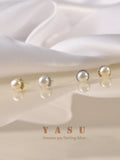 925 Silver Plated Pearl Stud Earrings Natural Freshwater Jewelry