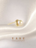 925 Silver Plated Pearl Stud Earrings Natural Freshwater Jewelry