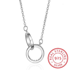 925 Silver Circle Necklace Pendant Women Jewelry Collar