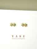 925 Silver Diamond Flower Stud Earrings Birthday Gift