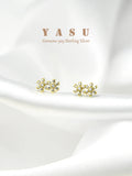 925 Silver Diamond Flower Stud Earrings Birthday Gift