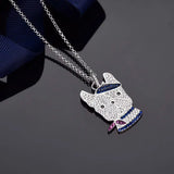925 Silver Dog Pendant Chain Necklace Crystal Dog Necklace Girl Lady Gift