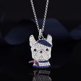 925 Silver Dog Pendant Chain Necklace Crystal Dog Necklace Girl Lady Gift