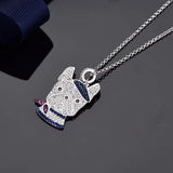 925 Silver Dog Pendant Chain Necklace Crystal Dog Necklace Girl Lady Gift