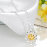 925 Silver Daisy Flower Necklace Collar Jewelry