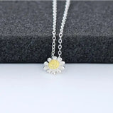 925 Silver Daisy Flower Necklace Collar Jewelry