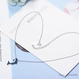 925 Silver Rhinestone Dolphin Necklace Jewelry Collar