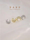925 Silver French Glossy Moon Earrings 18k Plating