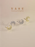 925 Silver French Glossy Moon Earrings 18k Plating