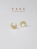 925 Silver French Glossy Moon Earrings 18k Plating