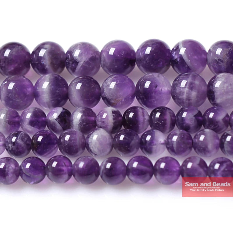 Purple Amethysts Round Loose Beads 15" Strand