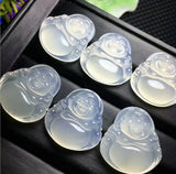 Agate Jade Pith Necklace Pendant Guanyin Buddha Pendant Men Women