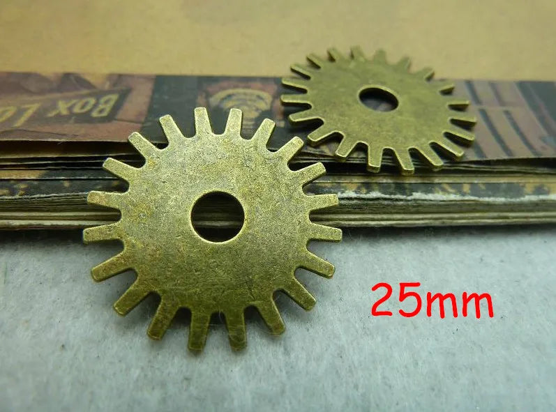 Antique Bronze Gear Pendant 25mm Alloy Charms 50PCS